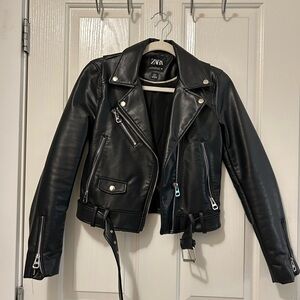 Zara cropped faux leather jacket